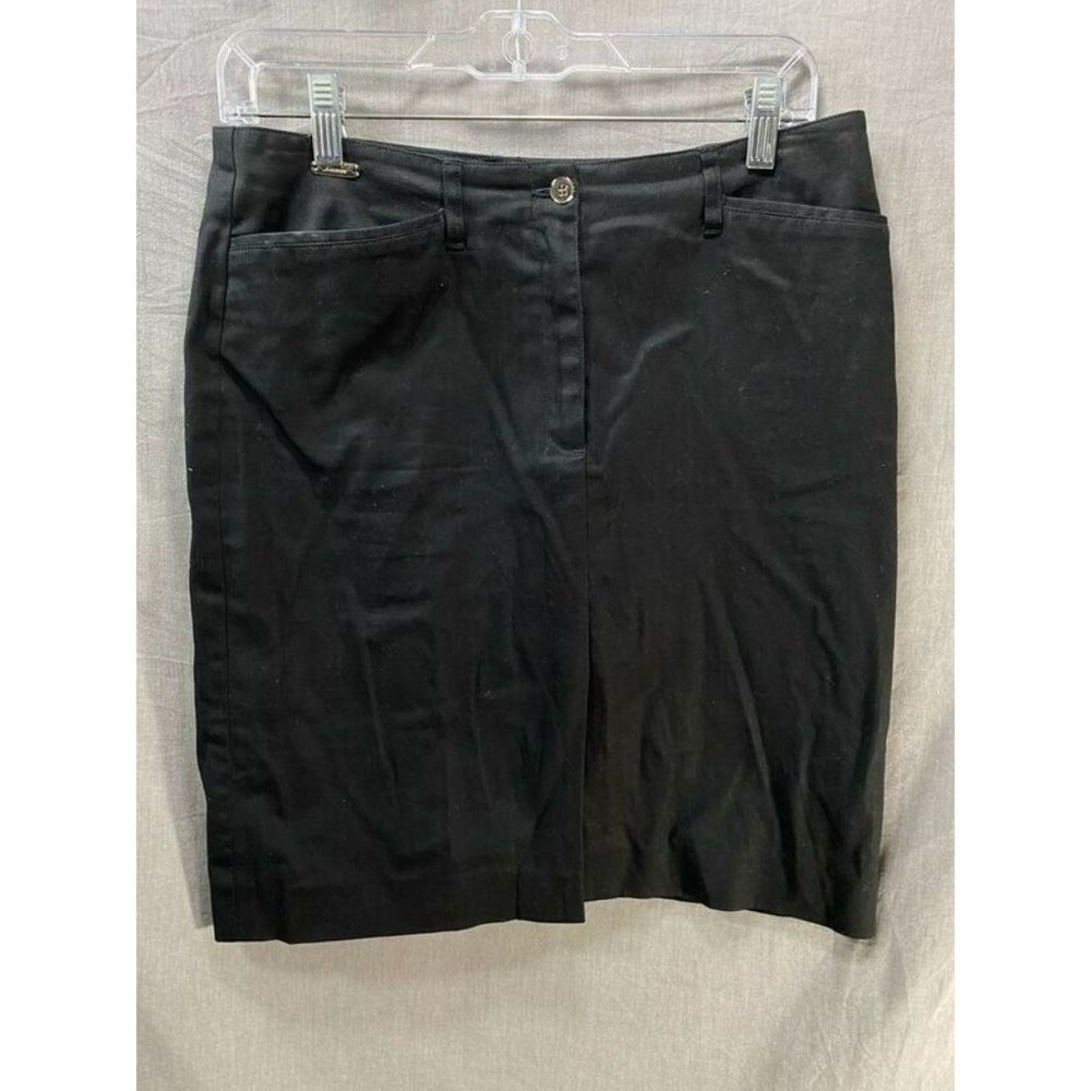Lauren Ralph Lauren Skirt Womens 8W Black Pencil Zip Button Ladies